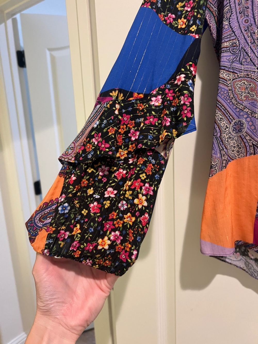 Kobi Halperin Winnie patchwork print blouse floral paisley size small - Picture 5 of 6